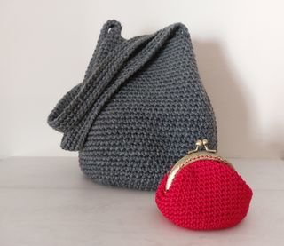 Bolso crochet gris nuevo