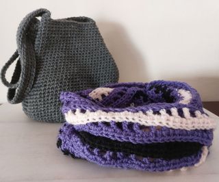Bolso crochet gris nuevo