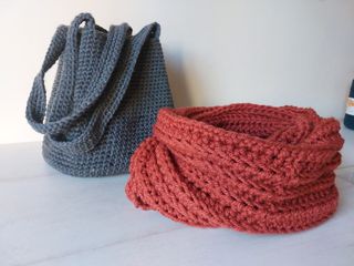 Bolso crochet gris nuevo