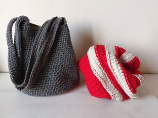 Bolso crochet gris nuevo