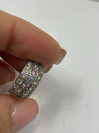 Anillo plata con piedras rosas y blancas