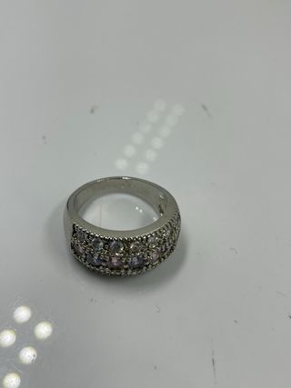 Anillo plata con piedras rosas y blancas