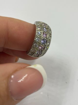 Anillo plata con piedras rosas y blancas
