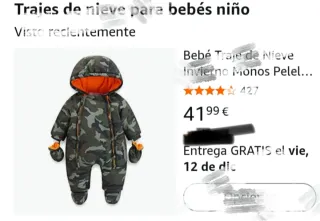 Mono de nieve camuflaje para bebé