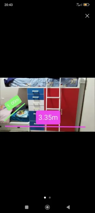 Litera con armario y cajones