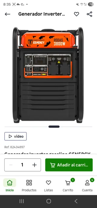 Generador Inverter GENERGY Rodas 3800W