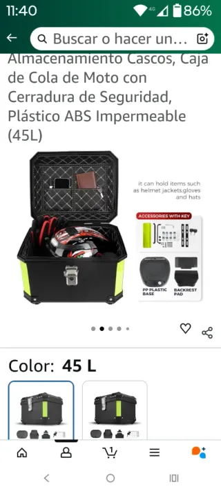 Top case  Baúl Moto ABS Impermeable 45L