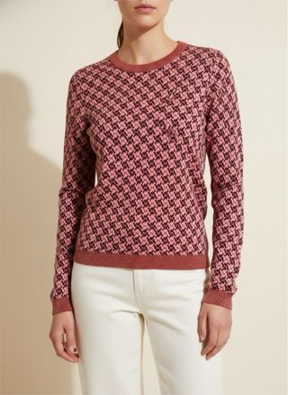 Maglione elegante fantasia rosa e viola