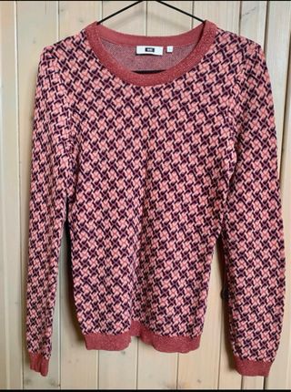 Maglione elegante fantasia rosa e viola