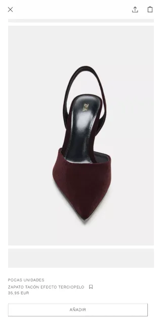 Zapato tacón Zara efecto terciopelo