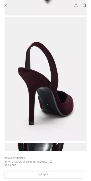 Zapato tacón Zara efecto terciopelo