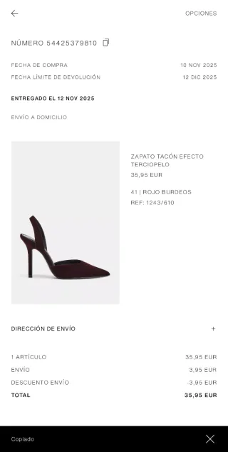 Zapato tacón Zara efecto terciopelo