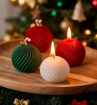 Velas Navideñas Bola Adorno (3 uds)