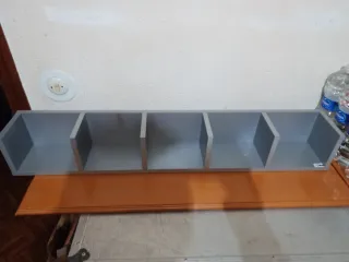 4 Estanterías madera maciza gris 5 huecos