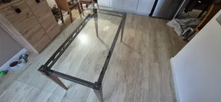 Mesa comedor cristal y madera