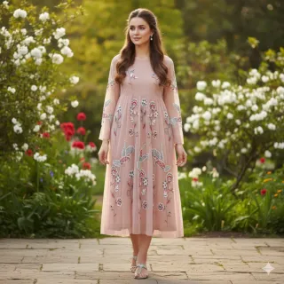 Vestido de tul con bordados