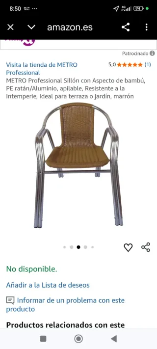 Sillas Terraza Aluminio Mimbre  plástico duro.Marr