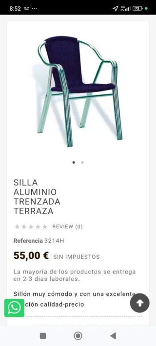 Sillas Terraza Aluminio Mimbre  plástico duro.Marr