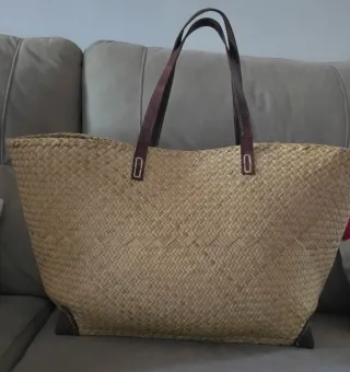 Bolso de esparto y cuero