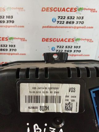 CUADRO CENTRAL SEAT IBIZA 6J 6J0920