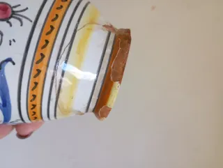 Vaso vintage decorado cerámica