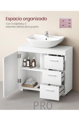 Mobile sotto lavabo, armadio da bagno, 3 cassetti, 2 scomparti