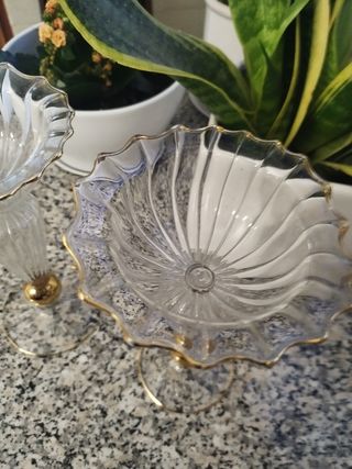 2 Candelabri Vetro Soffiato Oro