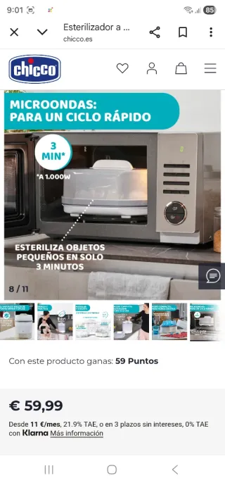 Esterilizador Vapor Chicco Nuevo Caja