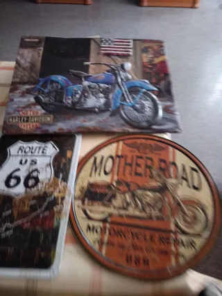 Letreros de Motos Harley-Davidson y Route 66 el gr