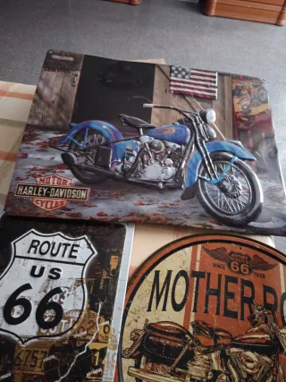 Letreros de Motos Harley-Davidson y Route 66 el gr