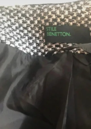 Chaqueta Benetton Lana Mujer Gris/Negra
