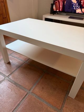 Mesa TV y Auxiliar Blanca