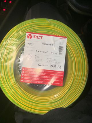 Cable RCT H07V-K 1x1,5 mm² Amarillo/Verde 200m