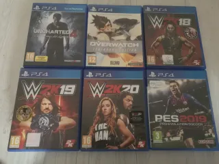 Lote 6 Juegos PS4: WWE, Uncharted, Overwatch, PES