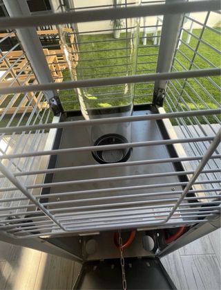 Chimenea piramidal metal y madera