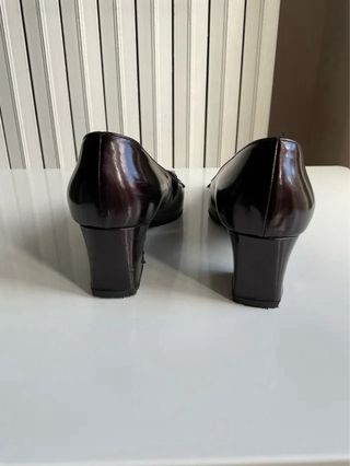 Scarpe Sergio Rossi vernice tacco marrone Vintage