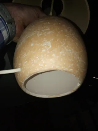 Lamparita cerámica beige y marrón