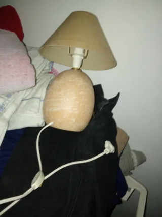 Lamparita cerámica beige y marrón