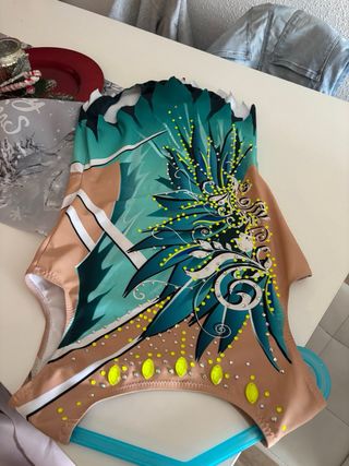 Maillot Gimnasia Rítmica Negro/Marrón Brillante