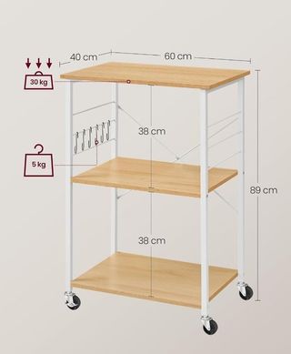 VASAGLE Estantería de Cocina con Ruedas Carrito