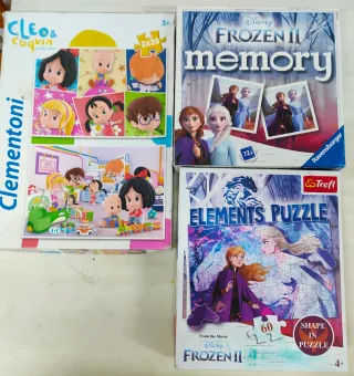 Pack Puzzle Frozen y Cleo & Cuquin y Memory Frozen