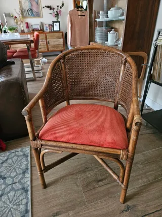 Sillón Mimbre Vintage Naranja