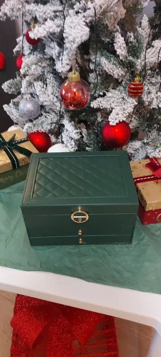 Portagioie grande verde trapuntato