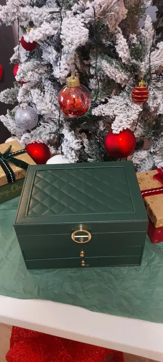 Portagioie grande verde trapuntato