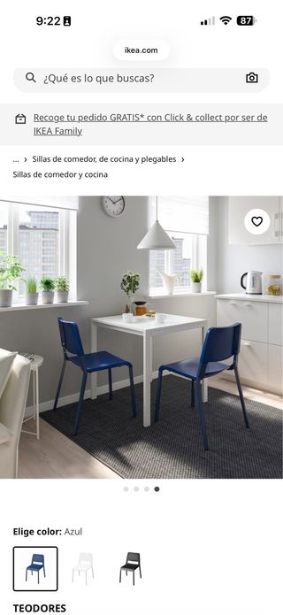 Silla azul Ikea como nueva