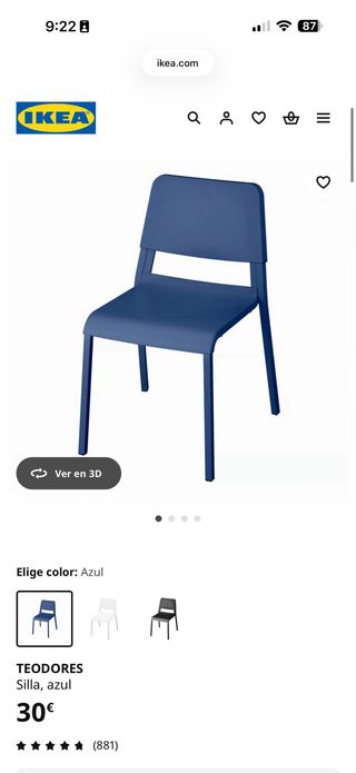 Silla azul Ikea como nueva