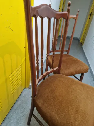 Sillas antiguas madera y pana