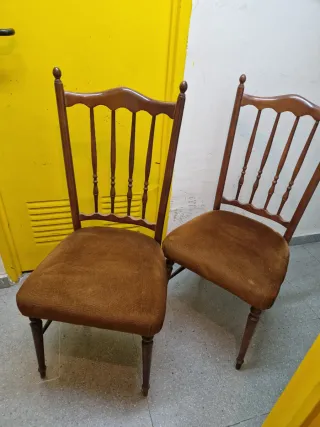 Sillas antiguas madera y pana