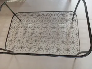 Mesa de centro cristal y metal negra