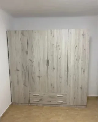 Armario modular madera beige y gris